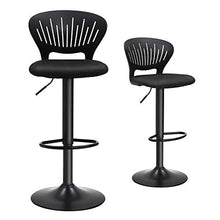 SONGMICS Set di 2 Sgabelli da Bar, Sedie Regolabili in Altezza con Schienale a Forma di Corona, Sedile Imbottito Confortevole, Poggiapiedi e Fodera a Rete Traspirante, Girevole a 360°, Nero LJB04BK
