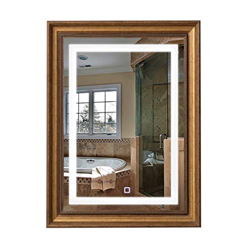 PIGE Specchio cosmetico, Specchio da Bagno a LED da 800 × 600mm, Specchio per Il Trucco Specchio per rasatura, Funzione Touch-Anti-Fog