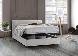 Talamo Italia Letto contenitore Matrimoniale Alice, Made in Italy, Letto con rivestimento in tessuto, Apertura frontale, adatto per materasso 160x190 cm, Bianco