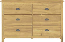 HappyL Credenza Governo del cassetto Cassettiera 6 cassetti Comodino Catena collinare 125x40x80 cm Solido Legno di Pino