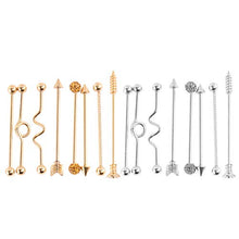 Holibanna 8Pcs Orecchini a Bottone Bilanciere Orecchini a Perno in Acciaio Inossidabile Piercing Orecchini Frecce Orecchini a Bottone Industriali Bilanciere per Le Donne (Dorato)