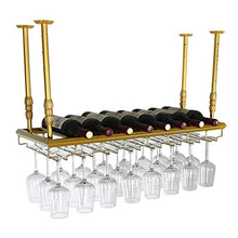 AT Titolare Del Vino Hanging Wine Rack Gold Metal Retrò Parete Pendenti Montata Vino Spumante Vetro Calici Calici Supporto Della Cremagliera, 60/80/100 / 120Cm X 30Cm per la Cucina Bar Pub