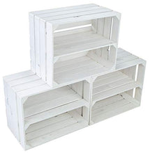 Set di 3 cassette da frutta bianche, 50 x 30 x 40 cm (bianco, con mensola centrale in senso longitudinale)