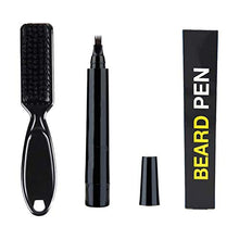 Filler barba nera,Matita riempire la barba,Penna riempire la barba,Penna riempire la barba a 4 punte impermeabile uomo Pennello morbido il viso Basetta baffi Forma riparazione Penna la ricrescita
