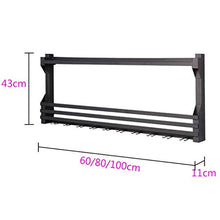 Portavini Portabottiglie in Ferro A Parete, Portabottiglie Multifunzionale per Ristorante in Cucina, Portabicchieri， Espositore, Nero (Size : 100cm)