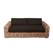Milani Home s.r.l.s. Divano da Giardino 2 Posti Completo di Cuscino Intreccio in Rattan Naturale