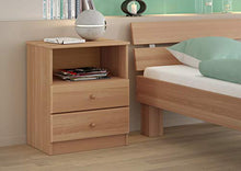 Erst-Holz Solido alto comodino in Faggio massello con 2 cassetti e ripiano aperto 90.20-K35