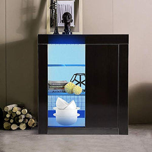 FGVBC Armadio, Armadio Scaffale da Terra Porta credenza Vetrina Mobili Armadio per Soggiorno Camera da Letto Corridoio Cucina, Luce LED Lucida 35 x 75 x 83 cm