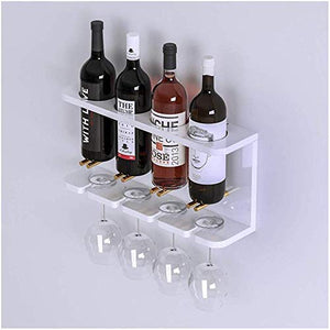 Porta Vino A Parete Scaffale Legno Porta Vino Porta Bottiglie E Vetro - Portabottiglie Da Parete Che Può Contenere 4 Bottiglie Di Vino Rosso E 4 Bicchieri