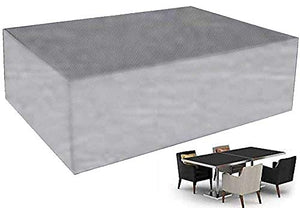 QIANC Copertura Tavolo Esterno,Coperture per Set Arredo Giardino,Impermeabile e Resistente UV,per divani e sedie,350x260x70cm(136x101x27in)_Silver