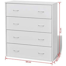 Ausla Credenza con 4 Cassetti 60x30,5x71 cm Libreria in Legno Armadietto Moderno Cassettiera da Ufficio Armadio Laterale per salotto,sala da pranzo,corridoio,Bianco