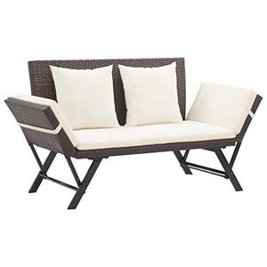 Festnight Panchina da Esterni in Polyrattan, Panche da Giardino con Cuscini Marrone 176 cm