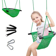 XMZFQ I Bambini Portatili Seat Swing Pieghevole Intrecciato A Mano Corda Swing Netto Presidente Set con Corde Regolabili per Bambini per Adulti Interni Esterni Giardino Parco Giochi del Cortile,Verde
