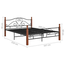 200 x 160 cm Struttura Letto Matrimoniale in Metallo,Piattaforma Letto Matrimoniale,Supporto Resistente per Letto,Giroletto per Adulto, Montaggio Facile,Nero e Legno Scuro