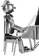 Brubaker portavino portabottiglie dal Design 'pianista' con Biglietto d'auguri - Scultura in Metallo