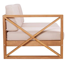 Teako Design Divano da esterno Molveno, lato sinistro con rivestimenti, in legno massiccio non trattato, resistente alle intemperie, robusto legno di teak