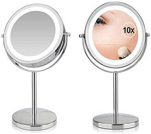Specchio Specchi di Trucco 17 LED Light Vanity 10x cosmetico da 7 Pollici Regolabile da 7 Pollici a ingrandimento Bagno bifacciale