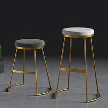 MYAOU Sgabelli da Bar Grigi, sedie da bancone in Stile nordeuropeo con poggiapiedi e Base in Metallo Dorato, Sgabello da Bar Rotondo con Cuscino in Lino, 45/65/75 cm