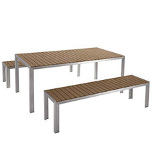 Beliani Arredamento da Giardino Set di Tavolo e Panchine in Legno e Alluminio da Esterno Marrone Nardo