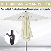 Outsunny Ombrellone da Giardino Inclinabile Spiaggia in Alluminio e Poliestere Bianco Crema Φ2.7×2.35m