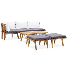 Tidyard Set 6 pz Divani Angolari Modulari da Giardino con Penisola in Legno Massello di Acacia,Divano Angoalre,Divani Modulari,Divani Legno,Divani da Giardino,Divani con Penisola,Divano ad Angolo