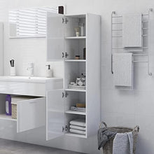 vidaXL Armadio da Bagno Bianco Lucido 30x30x130 cm in Truciolato