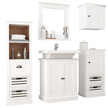 vidaXL Set Arredi da Bagno 5 pz Robusti Resistenti Stabili Eleganti Armadietti Specchio Mobile Pensile in Legno Massello Bianco