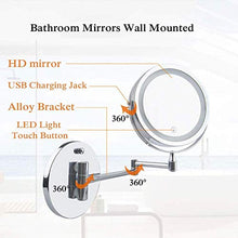 MNBVC Specchio per Trucco, Specchio da Barba per Bagno Specchio per Trucco Illuminato A LED A Parete con Ingrandimento 10X, Batteria O Luce da Specchio Bifacciale Regolabile Ed Estendibile Alimentata