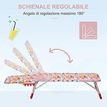 Outsunny Sedia Sdraio per Bambini Pieghevole in Metallo e Poliestere, Schienale Reclinabile Fino 180°, 118x40x24cm Rosa