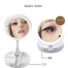 FAPROL Specchio per Trucco Pieghevole Specchio per Trucco Piccolo con Luci con Interruttore A Sfioramento Regalo per Ragazza Specchio per Vanità Presa USB in Uso