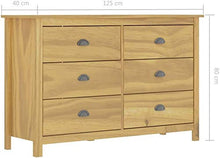 HappyL Credenza Governo del cassetto Cassettiera 6 cassetti Comodino Catena collinare 125x40x80 cm Solido Legno di Pino
