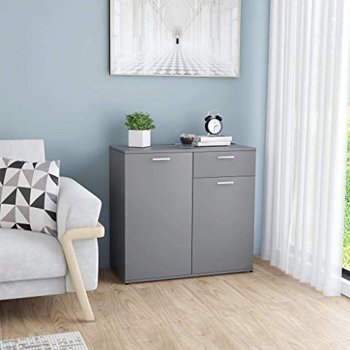 XHCP Credenza, Comodino, Comodino, cassettiera per la casa Soggiorno Camera da Letto Bianco Lucido 80x36x75 cm truciolare