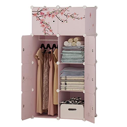 Locker Inizio Armadio Armadio D'attaccatura di Plastica 8-Porte 2-Gitter Scaffali Abbigliamento Piedi Camera da Letto Rosa 75X47X147CM MUMUJIN
