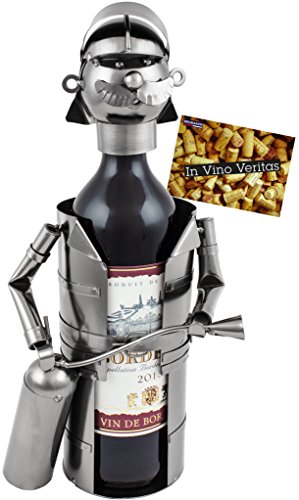 Brubaker Titolare Bottiglia di Vino Supporto Vigile del Fuoco Oggetto Decorativo Metallo con Biglietto d' Auguri per Vino Regalo