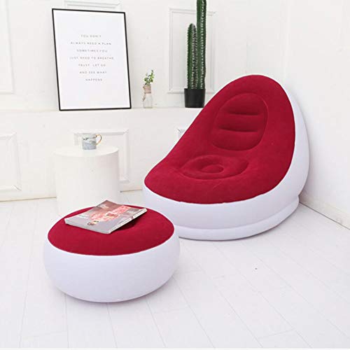 CHICIRIS Divano Gonfiabile Confortevole in PVC + Floccato, Divano Gonfiabile per Interni, per Balcone Giardino Soggiorno Camera da Letto Patio Esterno(Red, 116 * 98 * 83cm)
