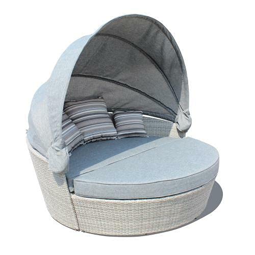 H inHouse srls Conchiglione Brasile, con Cuscini, Color Grigio, Mis. Diametro 180 x 80 cm