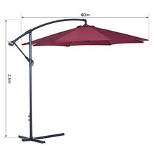 Outsunny Ombrellone Parasole Decentrato con Angolo Inclinabile da Giardino in Metallo, Poliestere Φ3×2.6m Rosso