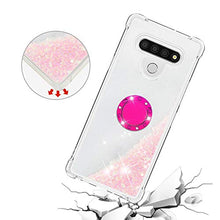 Custodia LG Stylo 6 Squillo della Base del Telefono TPU Brillantini Diamond Liquido Telefono Bumper Case （Stelle Rosa Fluorescenti）
