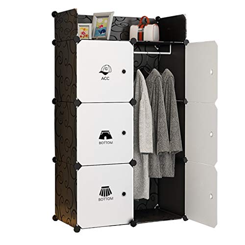 Locker Ripiano Armadio Armadio Hanging Rimovibili di Plastica 6-Porta 3-Gitter Scaffali Abbigliamento Home Camera Nero 75X47X129CM MUMUJIN