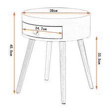 WOLTU Comodino Rotondo con Cassetto per Camera da Letto Organizzatore da Letto Tavolino da Salotto in Legno Bianco 38 cm TS111ws