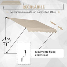Outsunny Tenda da Sole Avvolgibile a Parete a Braccio Manuale con Manovella per Esterno Tessuto di Poliestere Alluminio 365 × 250cm Beige