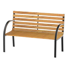 Outsunny Panca in Legno 2 Posti, Panchina da Esterno, Giardino, Balcone o Terrazzo 122x60x80cm, Nero e Color Legno