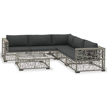 vidaXL Set Divani da Giardino 6 pz con Cuscini Foderati Lavabili Modulare Leggero Elegante Arredi da Esterno in Polyrattan Grigio Telaio in Acciaio