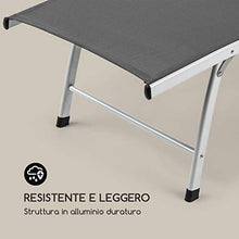 blumfeldt Sun Valley - Lettino Prendisole, con Cuscino, Pieghevole, Struttura in Alluminio, Schienale Regolabile in 4 Direzioni, Materiale: 70% PVC, 30% Poliestere Comfort Mesh, Grigio