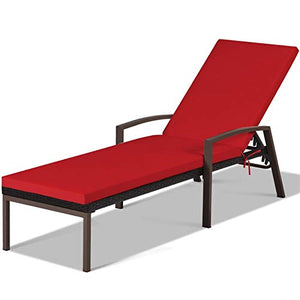 KJGHJ Sedia da salotto in rattan con schienale reclinabile regolabile e cuscino da giardino (colore: OP70261)