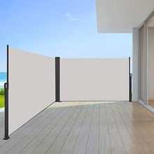 Aufun Doppia Tende da Sole paravento Laterale Retrattile 180 x 600 cm in Poliestere Tende da Sole Laterale Estensibile per Balcone Terrazza Giardino Campeggio, Grigio
