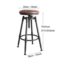 GYPPG Sgabelli Bar, Sedia Bar Girevole in Altezza Regolabile 27,5 Pollici a 38,8 Pollici, sgabelli Bar in Legno Stile Industriale con Finitura retrò, Sedile Imbottito