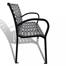 Panca da giardino con telaio in metallo, poltrona da giardino per 3 persone, sedia da giardino moderna a doghe per cortile, terrazzo, parco, 125 x 60,5 x 80,5 cm