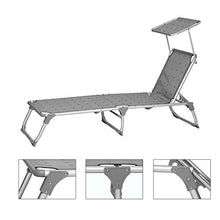 SONGMICS Lettino Prendisole, Sdraio Pieghevole, con Parasole e Schienale Reclinabile, Leggero, 55 x 193 x 31 cm, Max Portata 150 kg, per Giardino Terrazzo Balcone, Motivo Uccelli, Grigio Scuro GCB19BG
