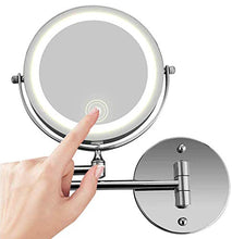 Specchio da trucco illuminato, montaggio a parete, ingrandimento 10x, specchio cosmetico e USB ricaricabile, touch screen a doppio lato, dimmerabile, illuminazione a LED, fissaggio senza fori